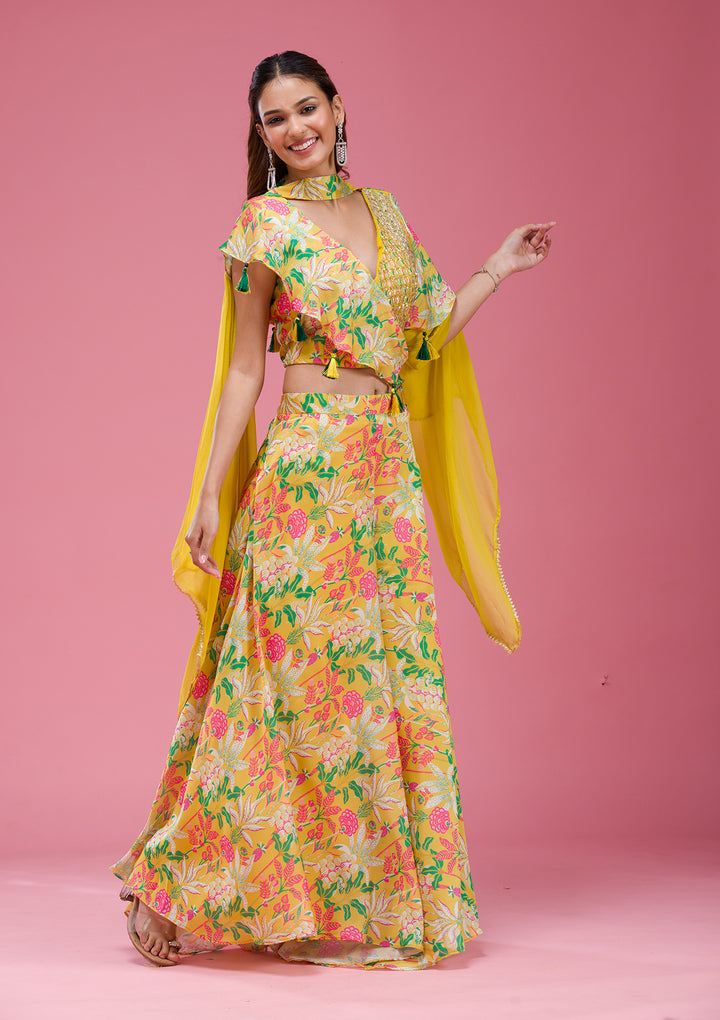 Mustard Cutdana Crepe Readymade salwar suit