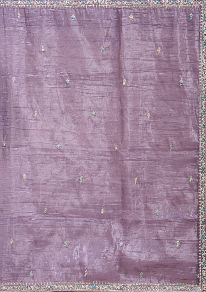 Purple Zariwork (Gold) Organza Readymade Salwar Suit