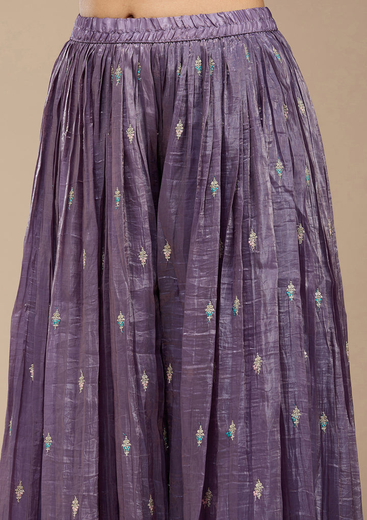 Purple Zariwork (Gold) Organza Readymade Salwar Suit