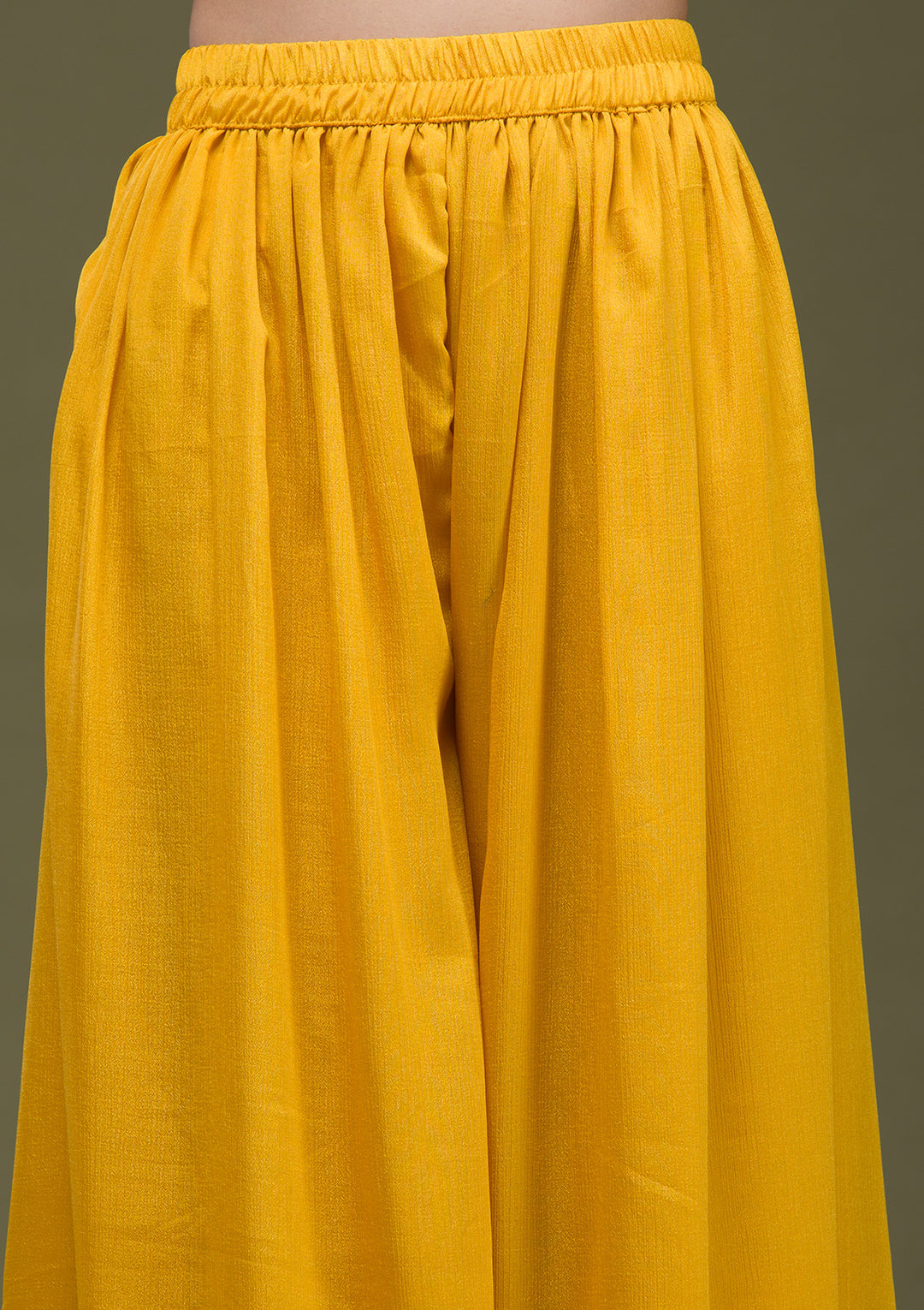 Mustard Yellow Cording Dola Silk Readymade salwar suit