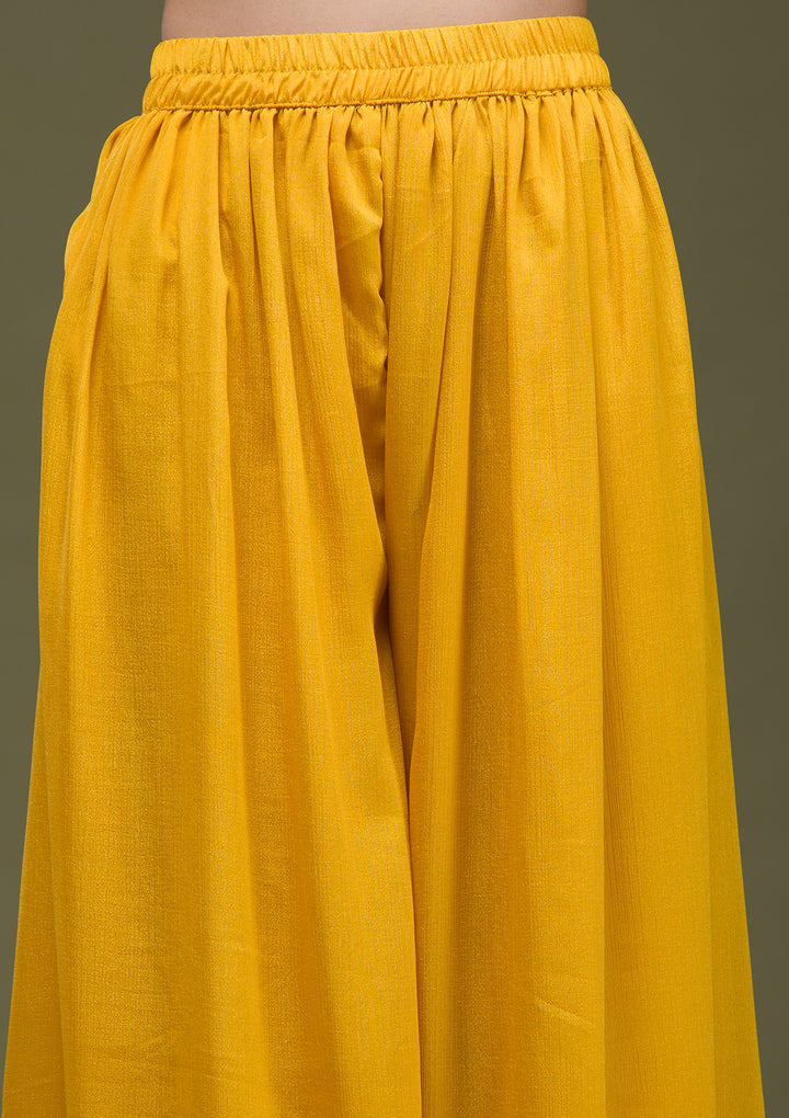 Mustard Yellow Cording Dola Silk Readymade salwar suit