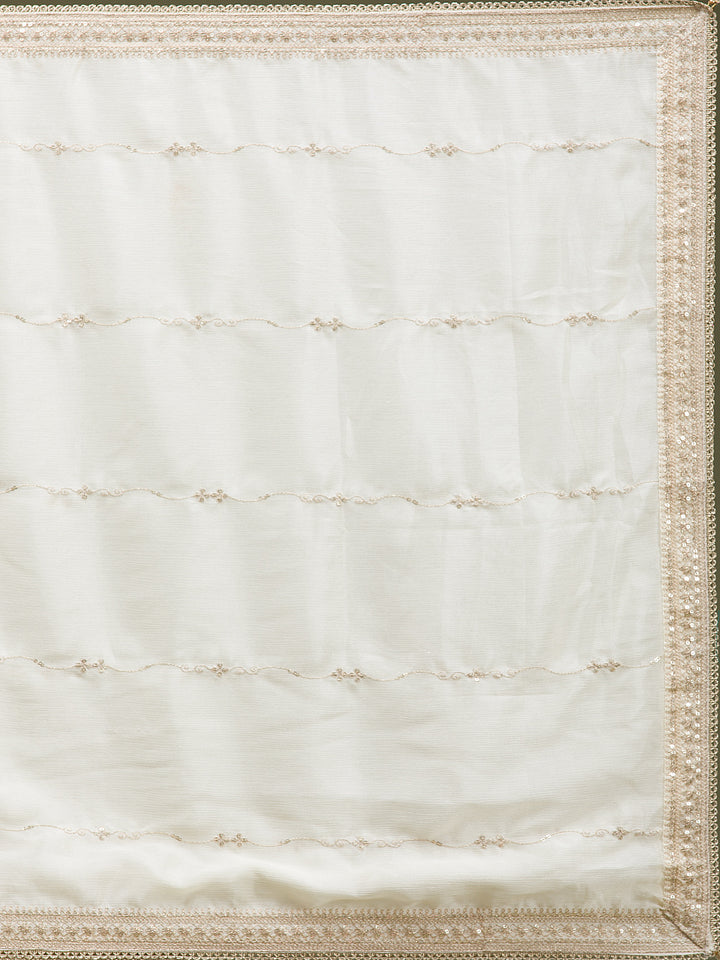 Beige Cording Chinon Readymade Sharara suit