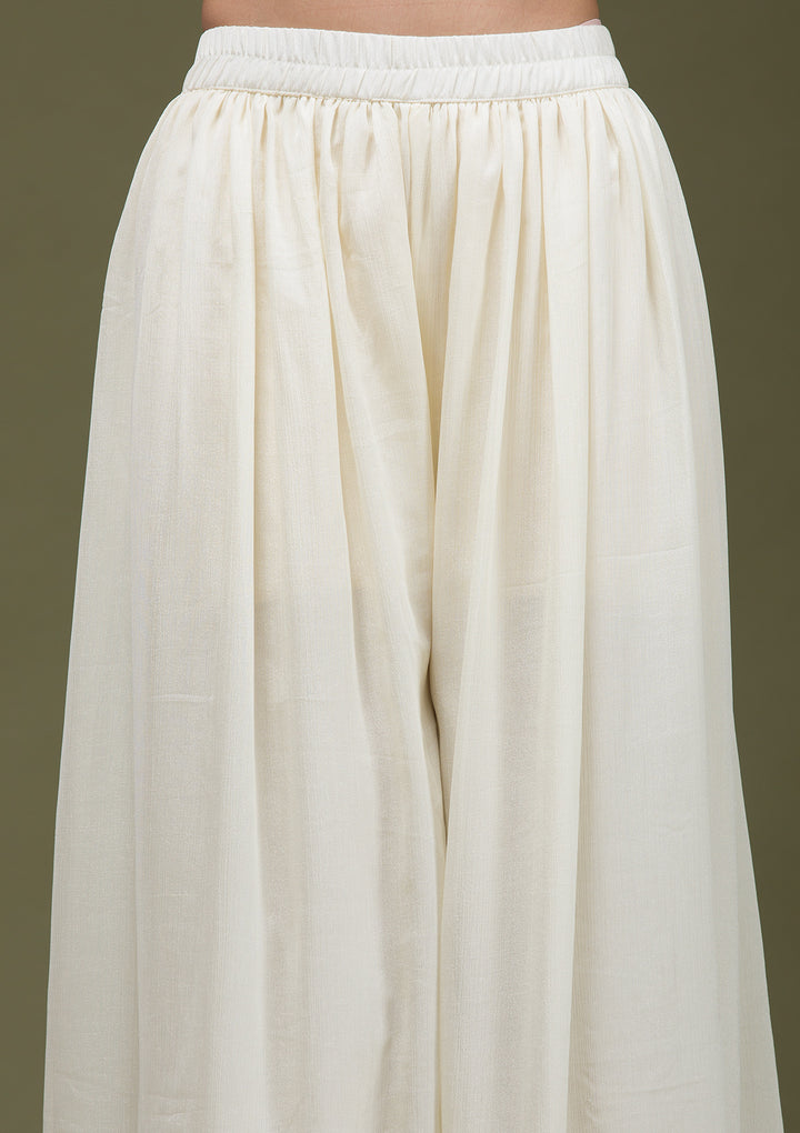 Off White Cording Dola Silk Readymade sharara suit