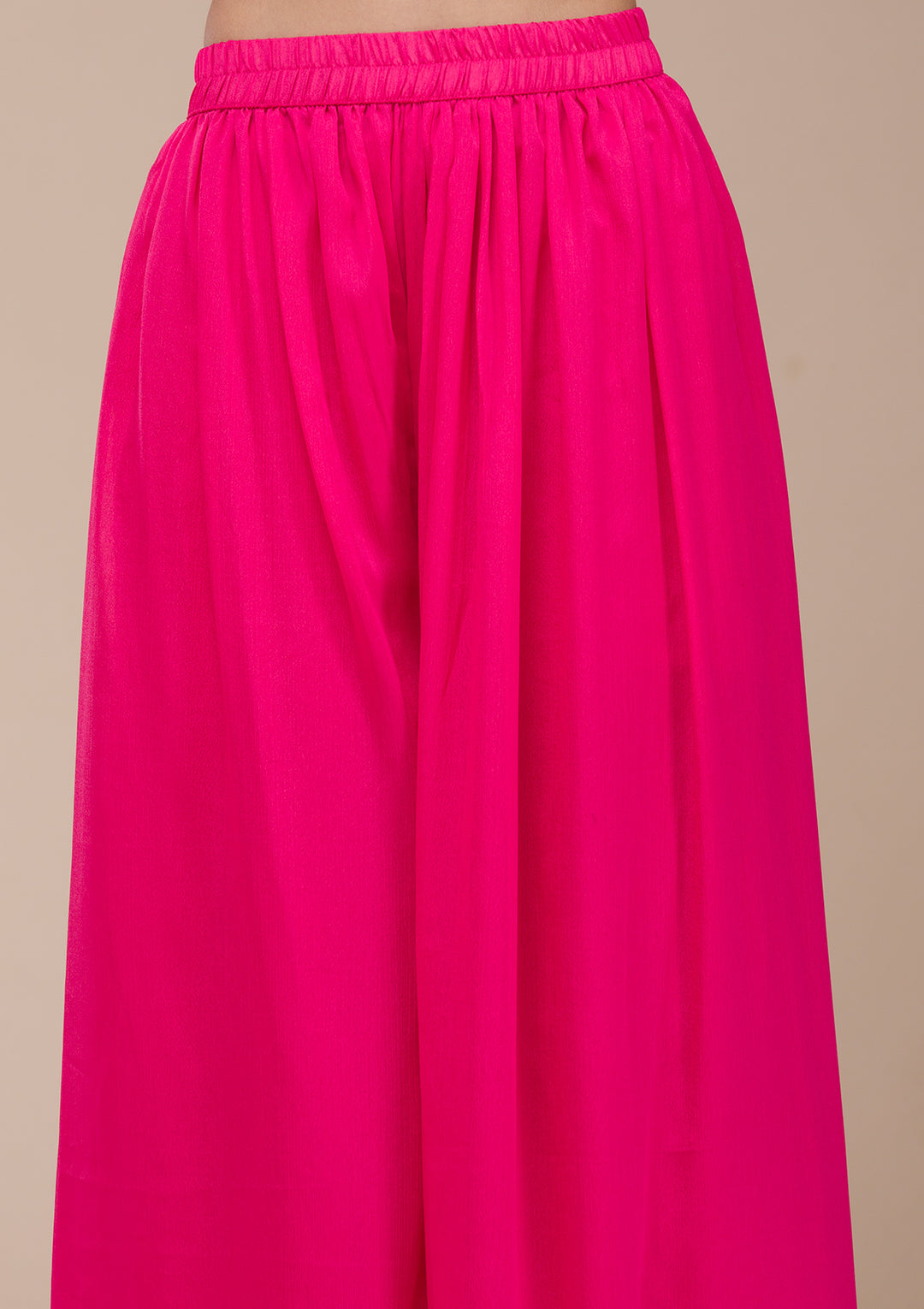 Magenta Pink Zariwork (Gold) Chinon Readymade salwar suit