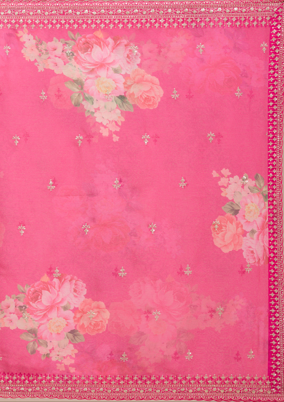 Magenta Pink Zariwork (Gold) Chinon Readymade salwar suit