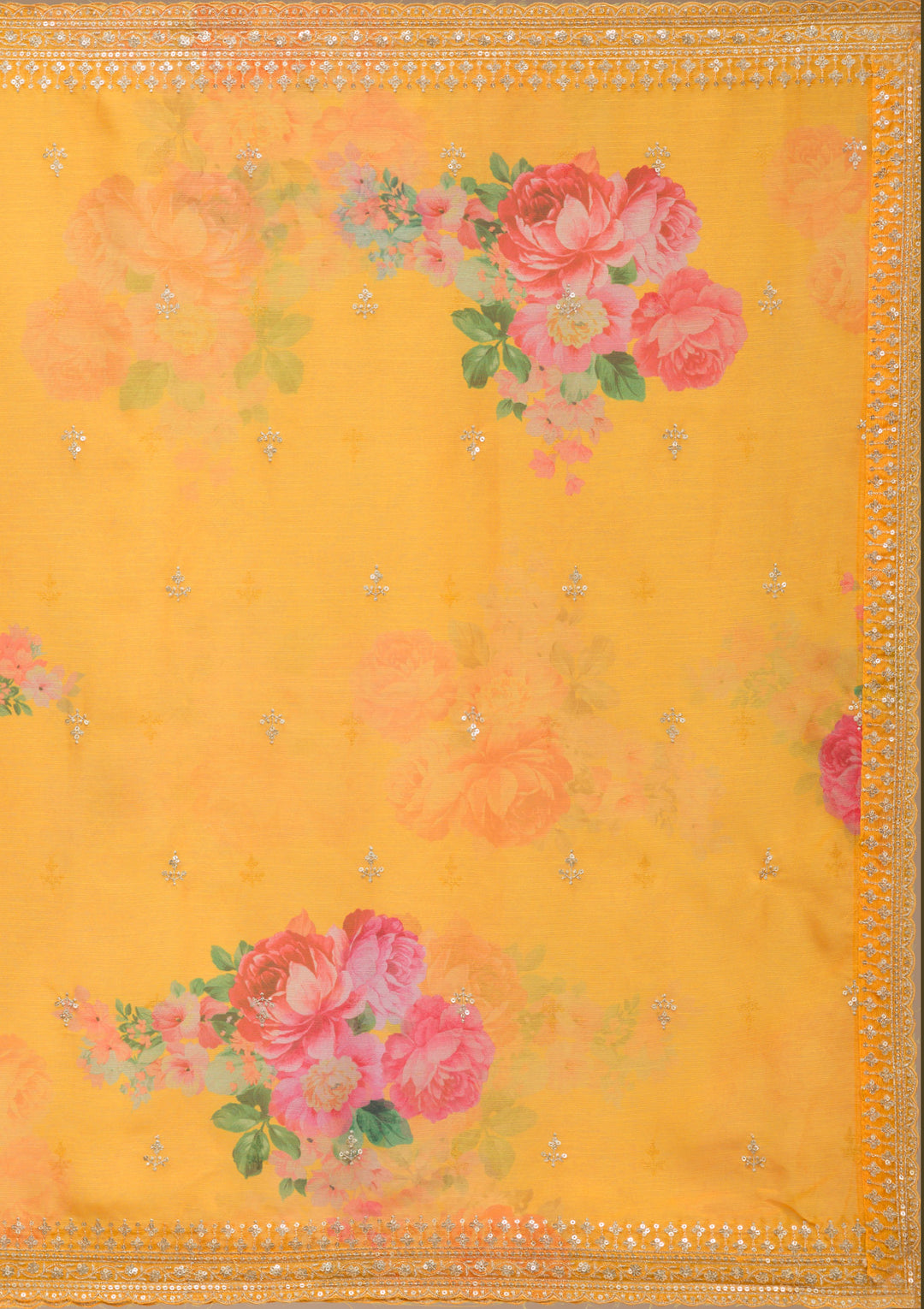 Mustard Yellow Zariwork (Gold) Chinon Readymade Sharara Suit