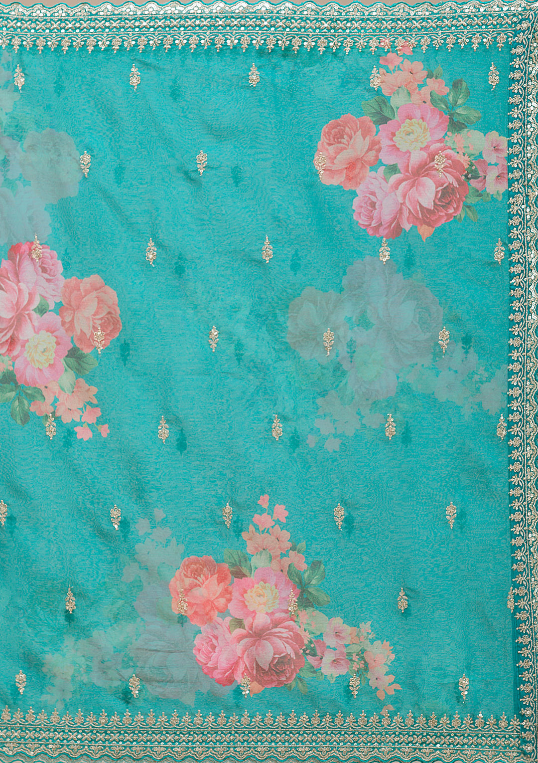 Rama Green Zariwork (Gold) Chinon Readymade sharara suit