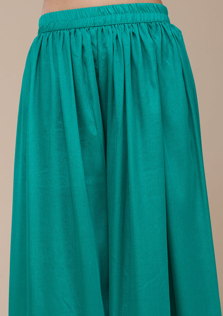 Rama Green Zariwork (Gold) Chinon Readymade sharara suit