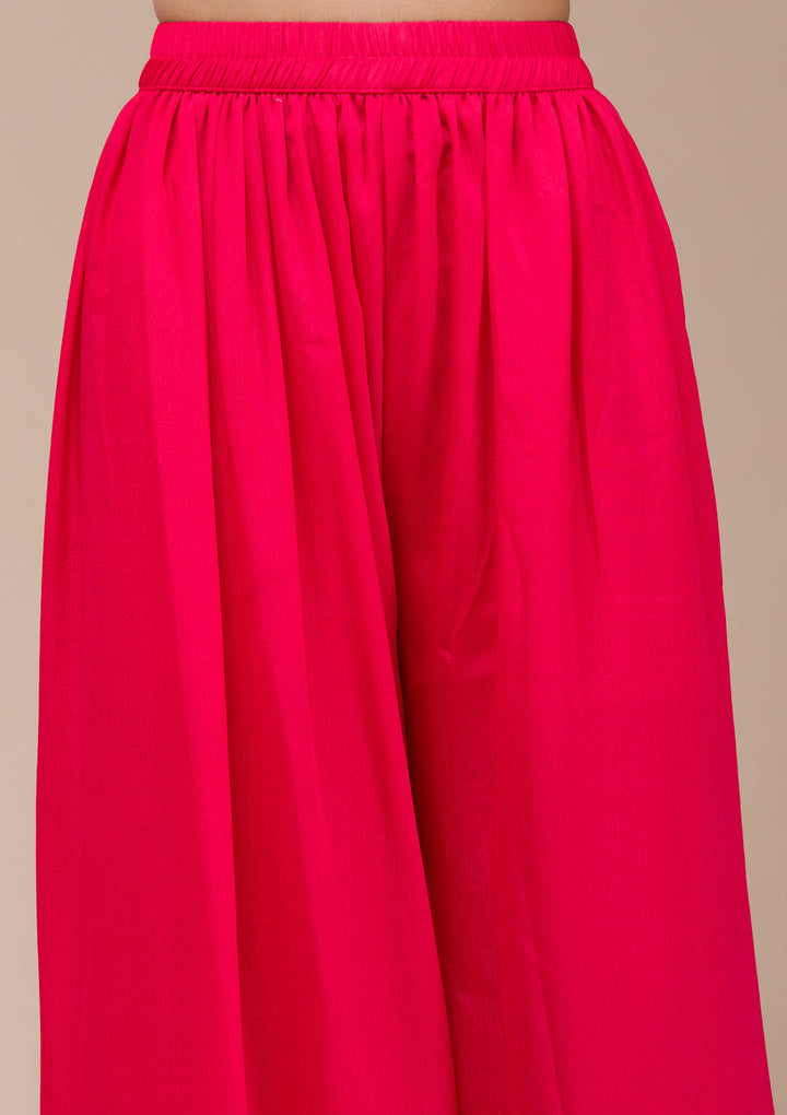 Red Zariwork (Gold) Chinon Readymade sharara suit