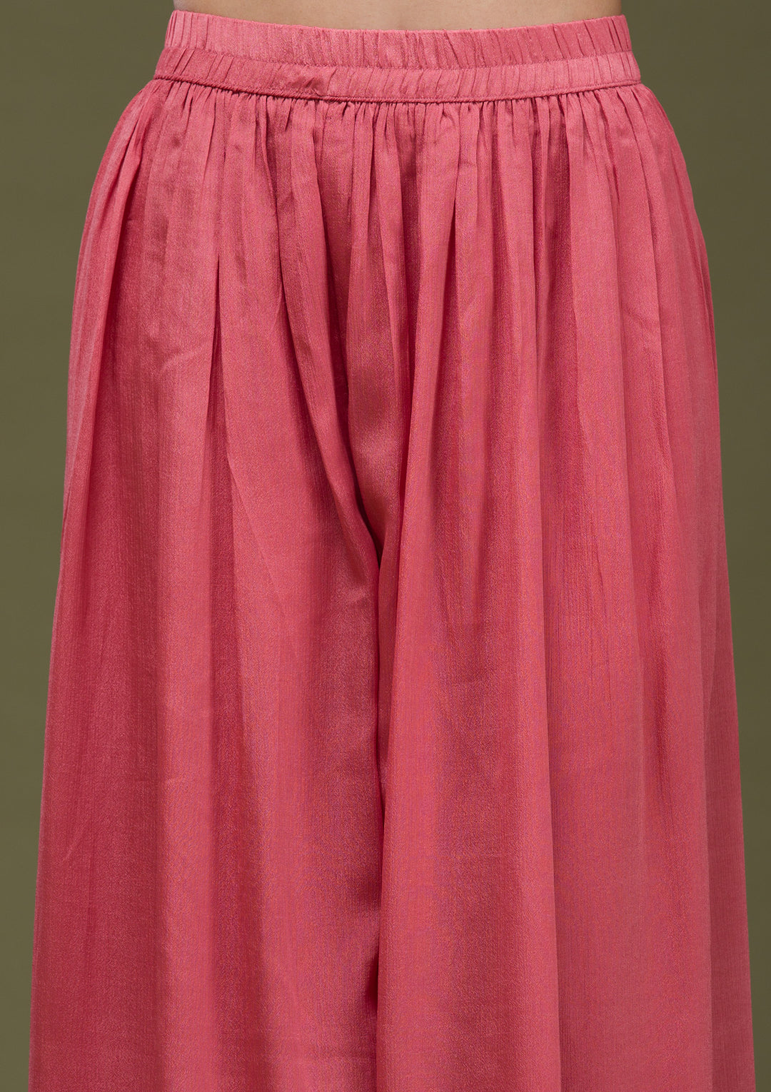 Onion Pink Cording Dola Silk Readymade salwar suit