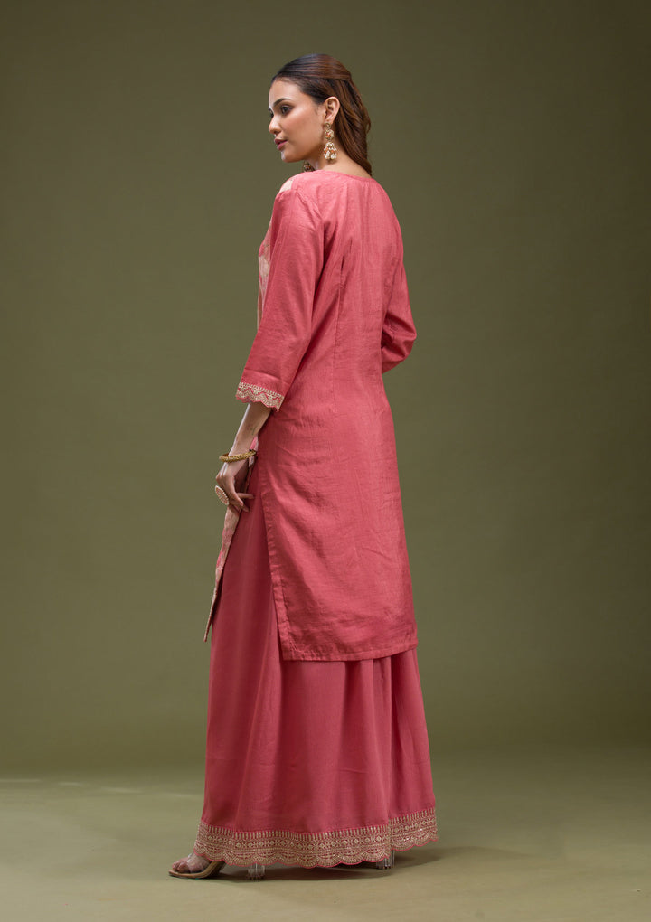 Onion Pink Cording Dola Silk Readymade salwar suit