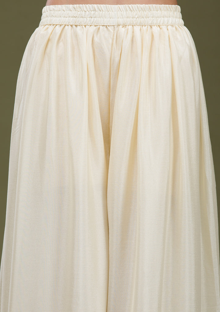 Beige Cording Chinon Readymade Sharara suit