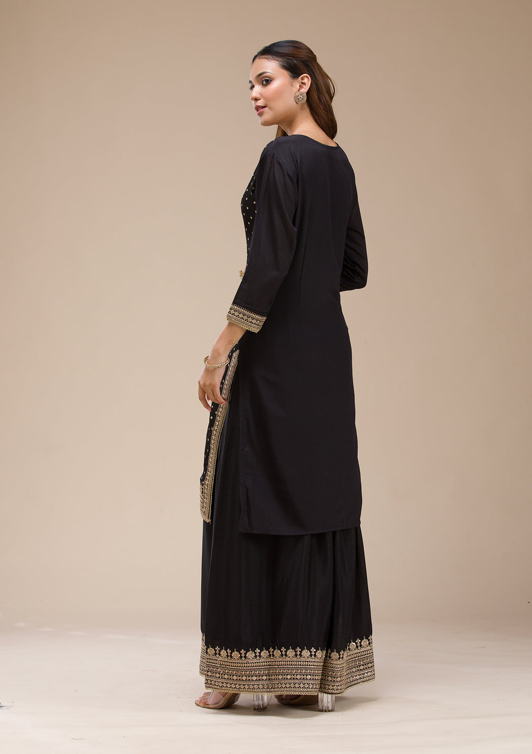 Black Cording Chinon Readymade sharara suit