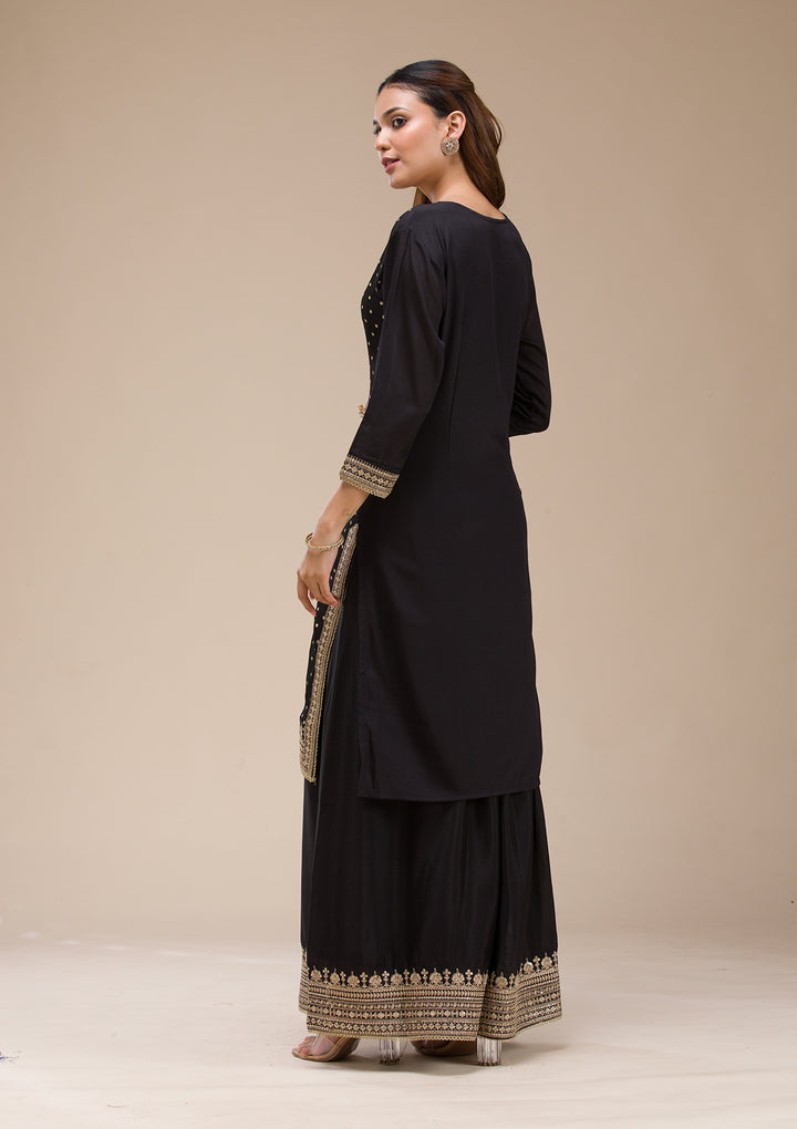 Black Cording Chinon Readymade sharara suit