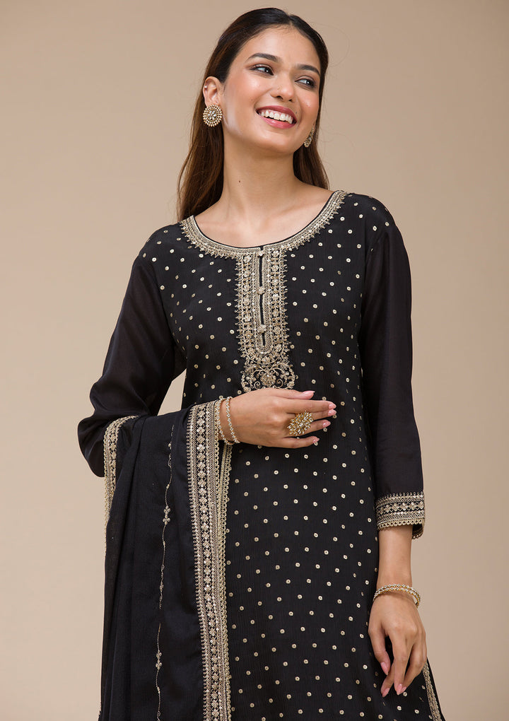 Black Cording Chinon Readymade sharara suit