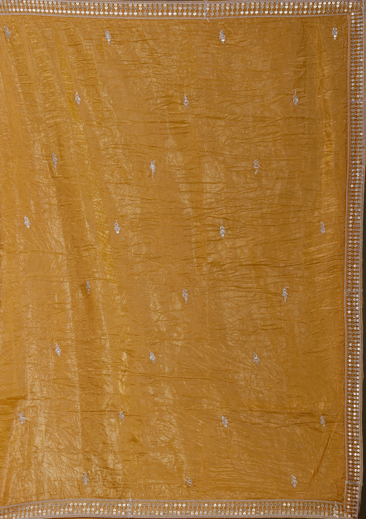 Mustard Yellow Zariwork (Gold) Soft Raw Silk Readymade Salwar Suit