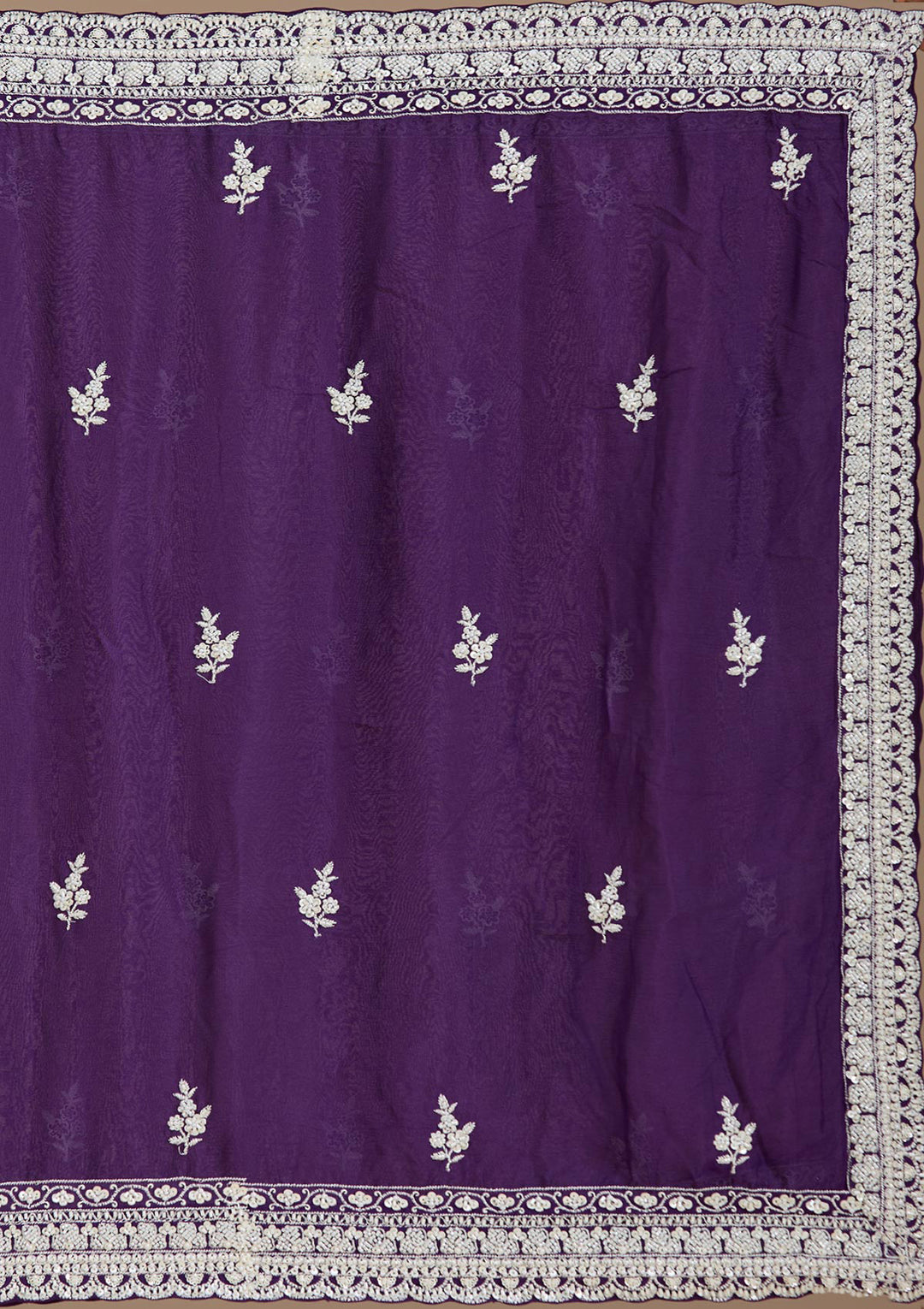 Purple Cutdana Crepe Readymade Salwar Suit