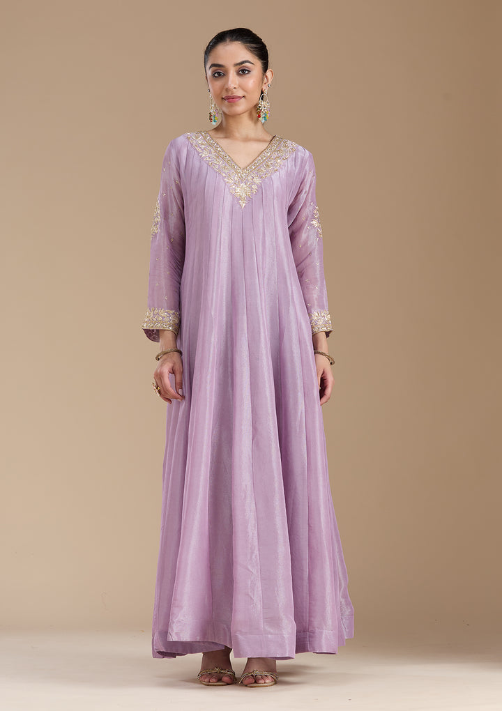 Lavender Zariwork Tissue Readymade Salwar Suit