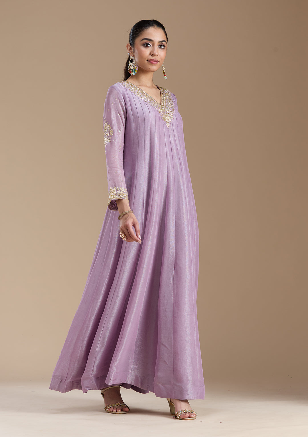 Lavender Zariwork Tissue Readymade Salwar Suit