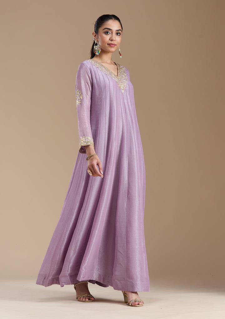 Lavender Zariwork Tissue Readymade Salwar Suit