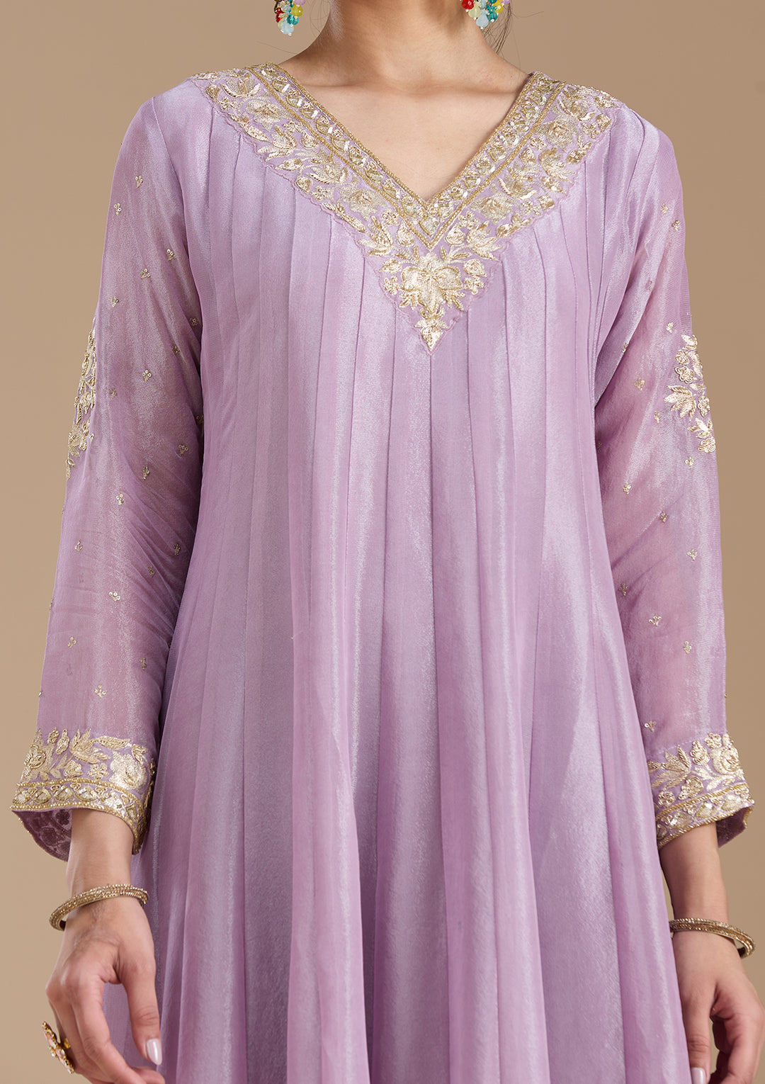 Lavender Zariwork Tissue Readymade Salwar Suit