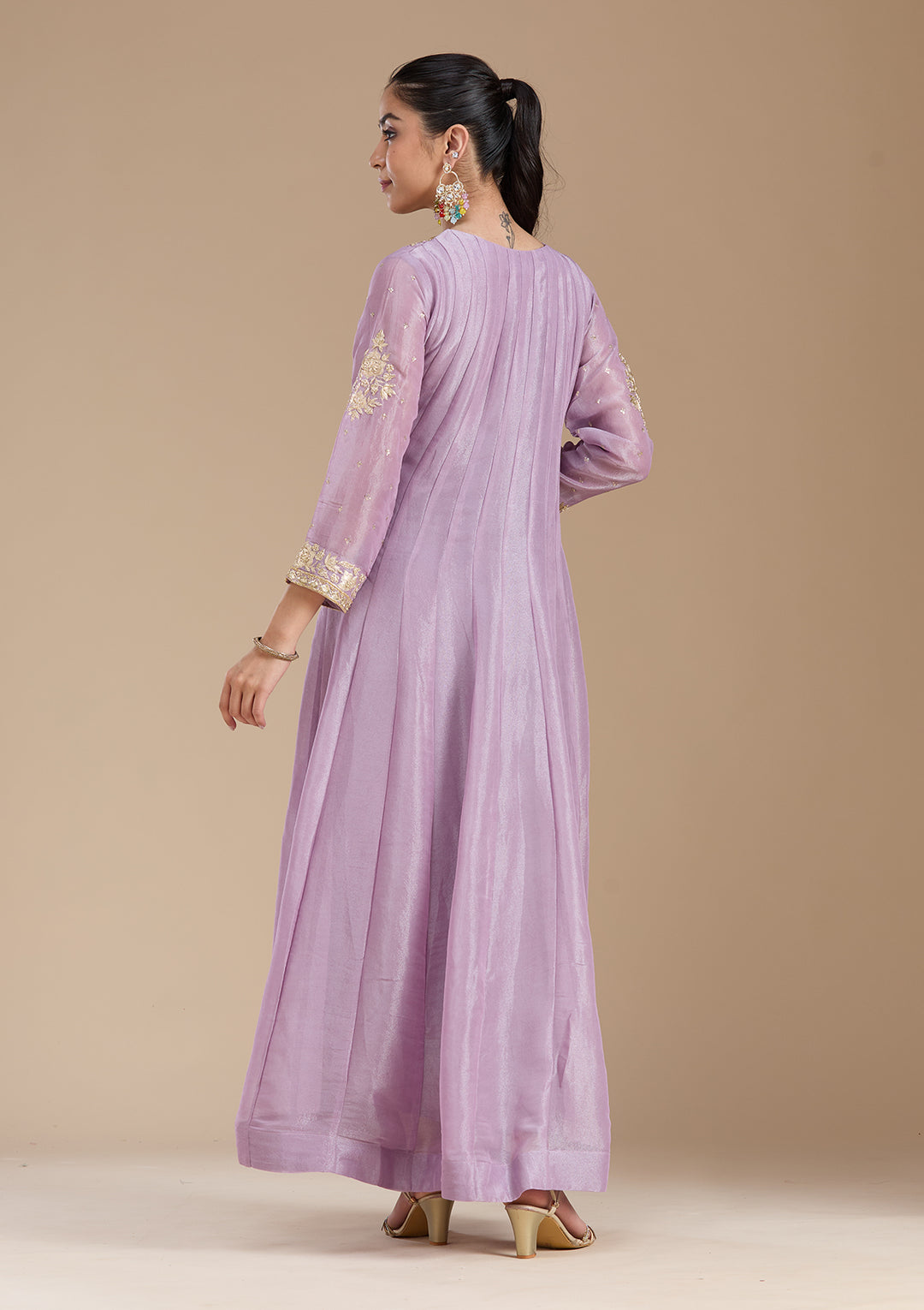 Lavender Zariwork Tissue Readymade Salwar Suit