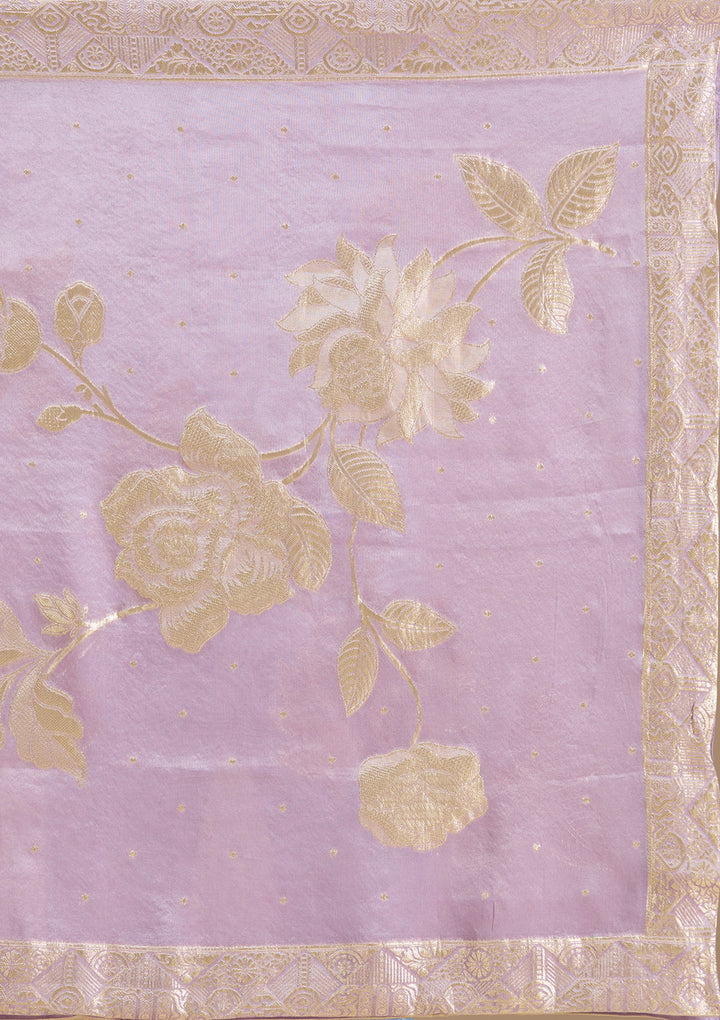 Lavender Zariwork Tissue Readymade Salwar Suit