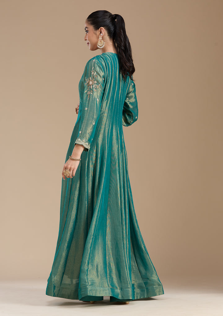 Sea Green Zariwork Tissue Readymade Salwar Suit