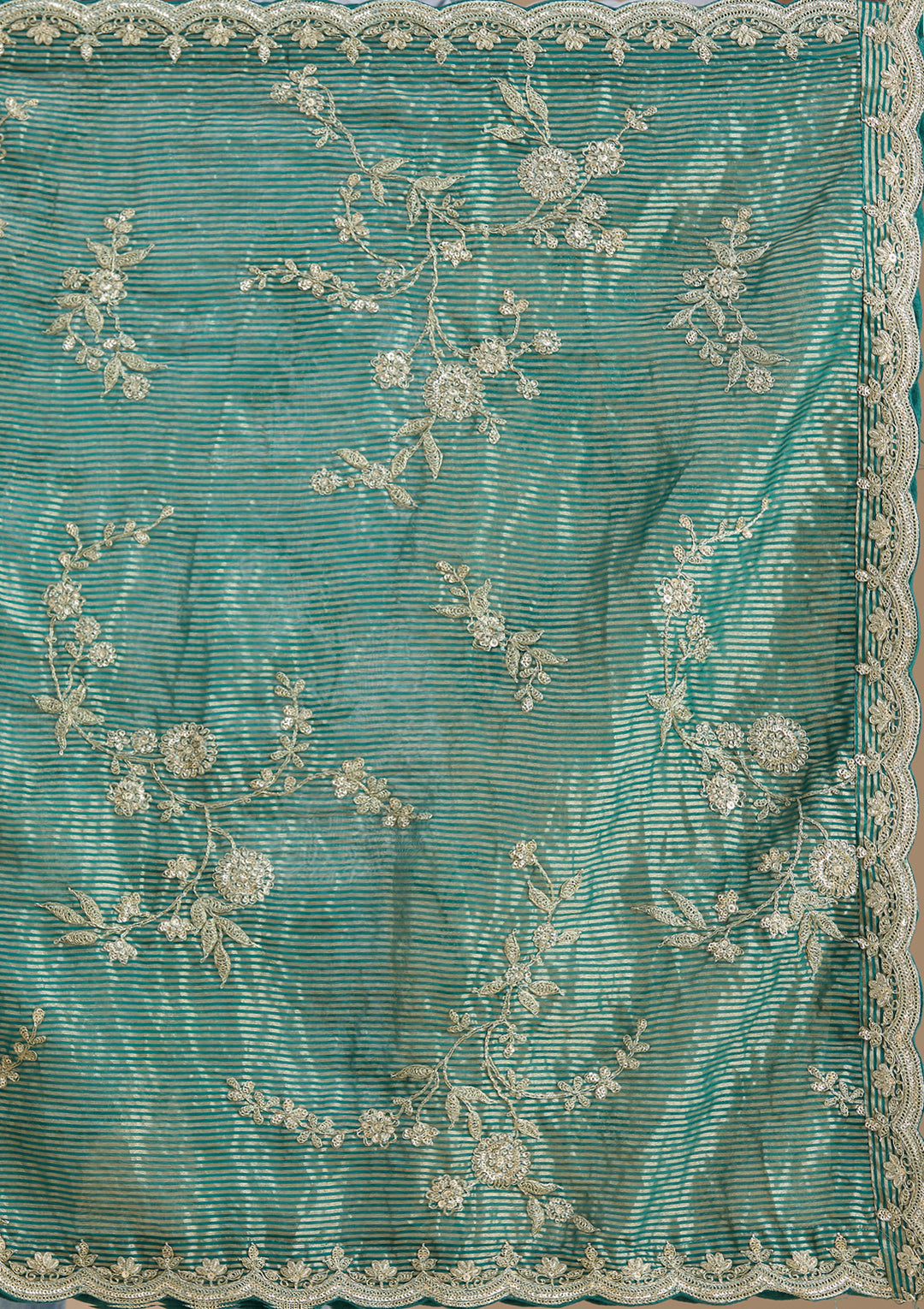 Sea Green Zariwork Tissue Readymade Salwar Suit