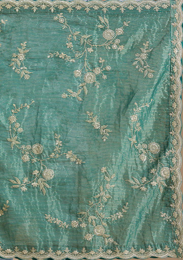 Sea Green Zariwork Tissue Readymade Salwar Suit