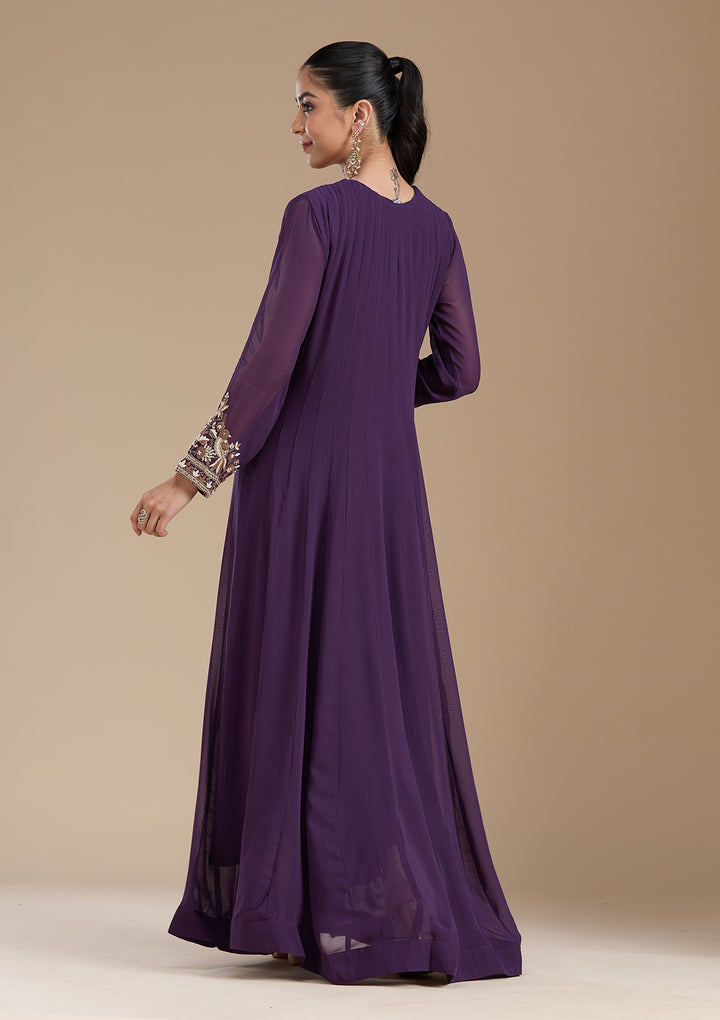 Purple Cutdana Georgette Readymade Salwar Suit