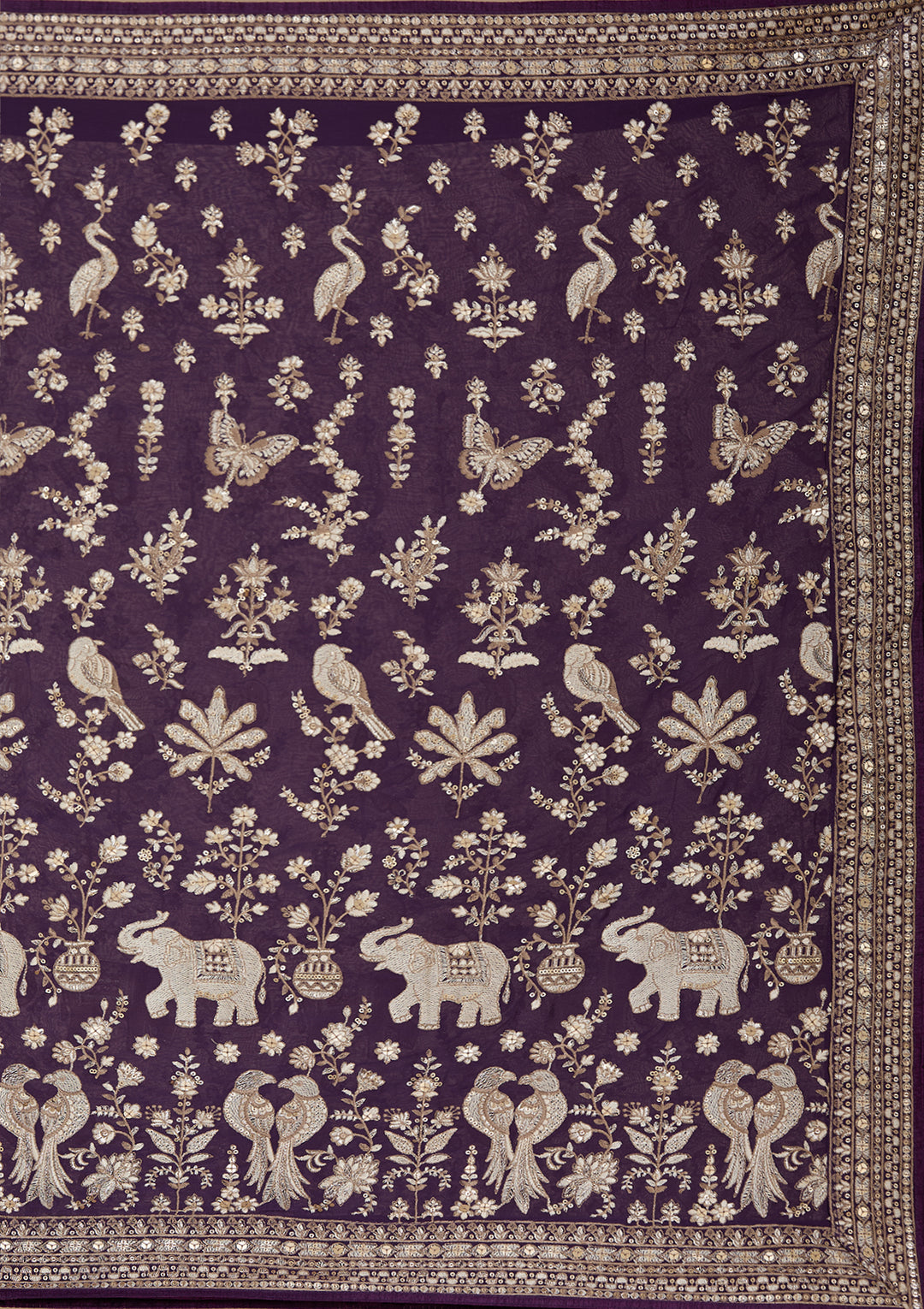 Purple Cutdana Georgette Readymade Salwar Suit