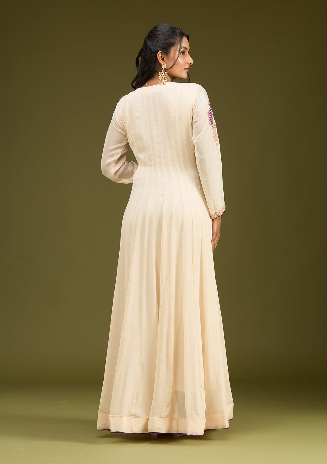 Off White Zariwork (Gold) Chanderi Readymade Salwar Suit