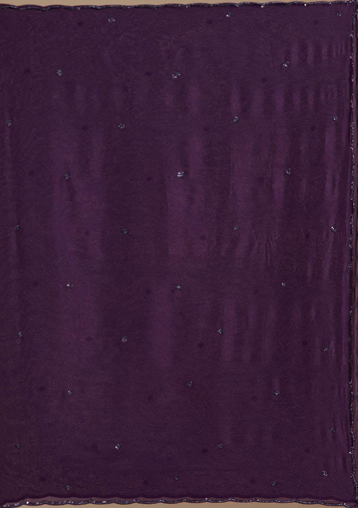 Purple Cutdana Satin Readymade Salwar Suit