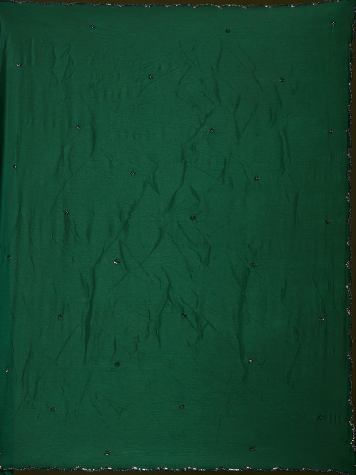 Bottle Green Sequins Satin Readymade Salwar Suit