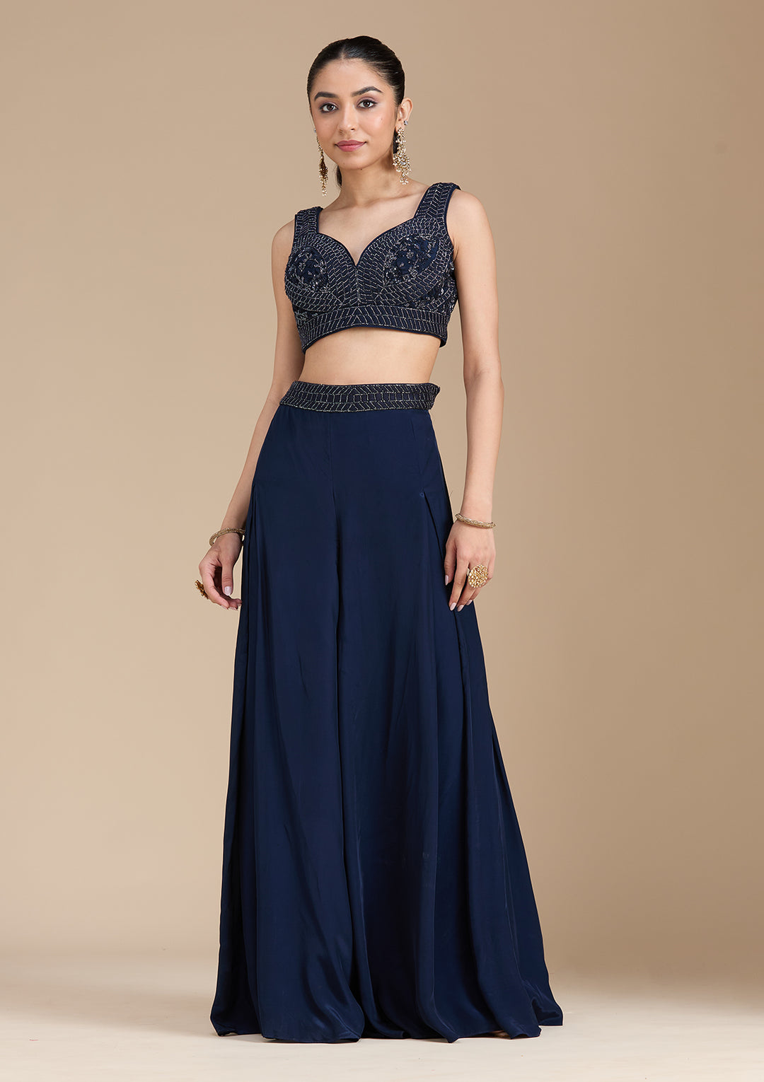 Navy Blue Cutdana Soft Raw Silk Readymade Salwar Suit