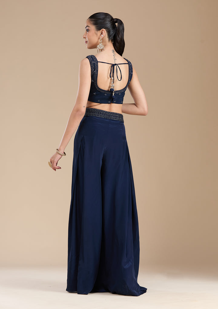 Navy Blue Cutdana Soft Raw Silk Readymade Salwar Suit