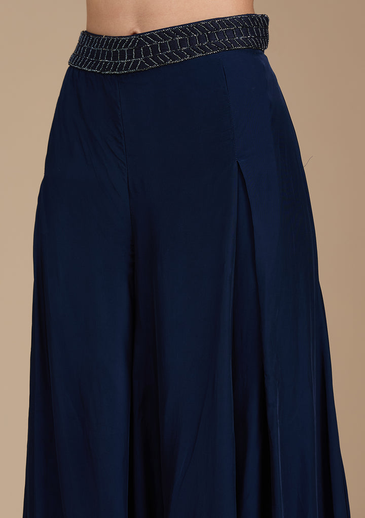 Navy Blue Cutdana Soft Raw Silk Readymade Salwar Suit