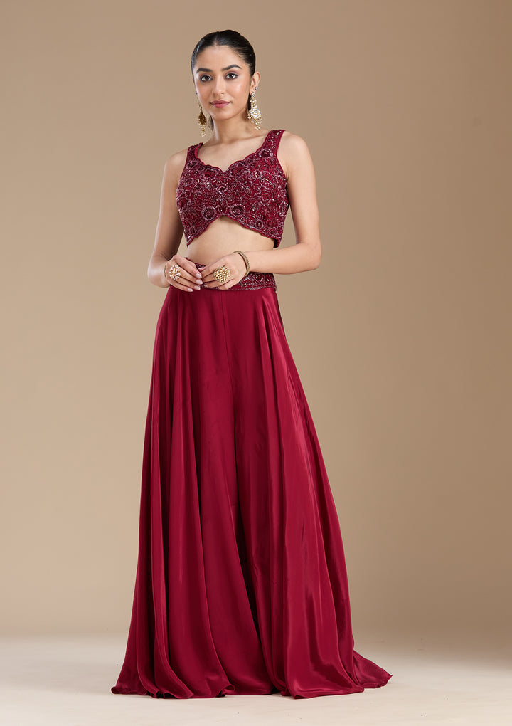 Maroon Cutdana Soft Raw Silk Readymade Salwar Suit