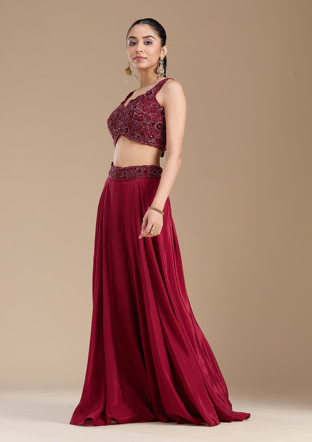 Maroon Cutdana Soft Raw Silk Readymade Salwar Suit