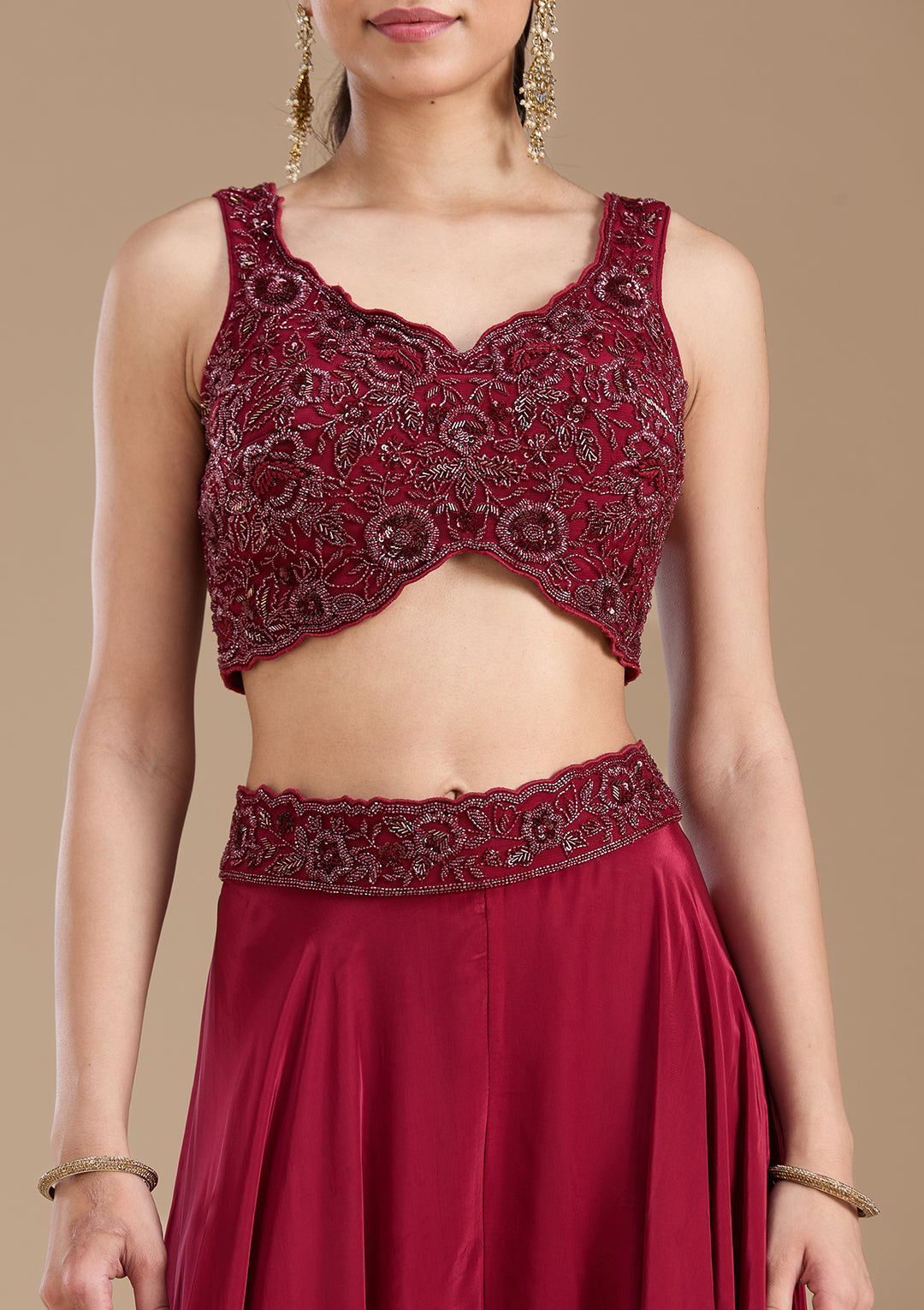 Maroon Cutdana Soft Raw Silk Readymade Salwar Suit