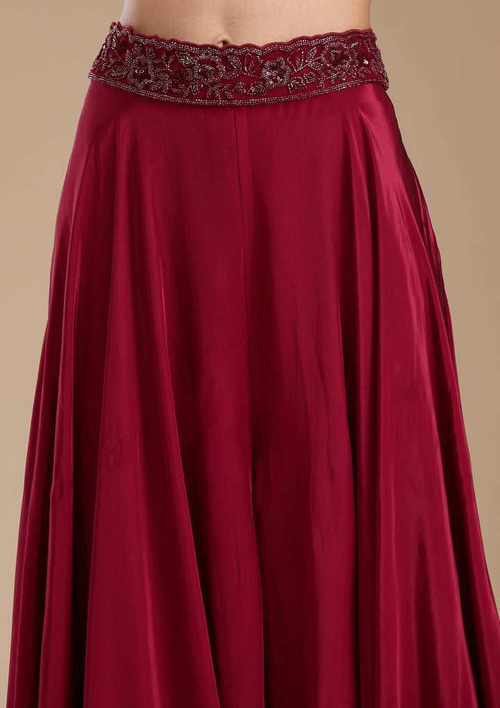 Maroon Cutdana Soft Raw Silk Readymade Salwar Suit