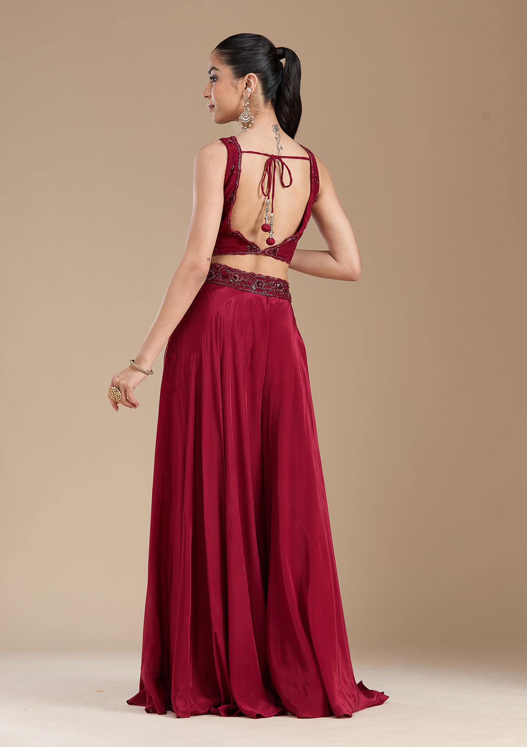 Maroon Cutdana Soft Raw Silk Readymade Salwar Suit