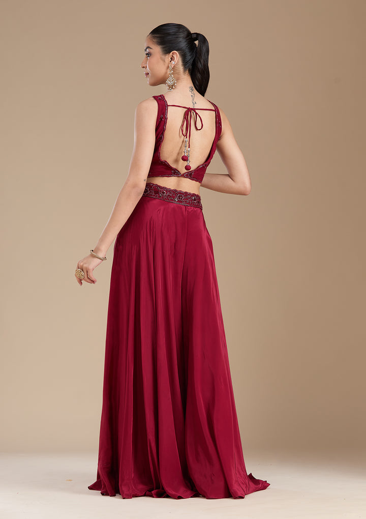 Maroon Cutdana Soft Raw Silk Readymade Salwar Suit