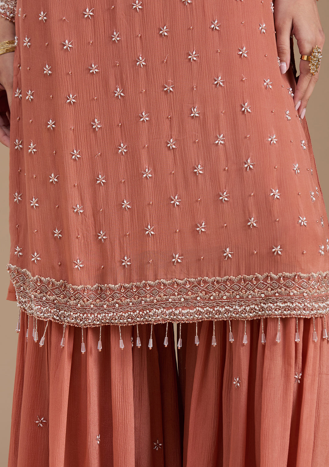 Rust Cutdana Tissue Readymade Salwar Suit