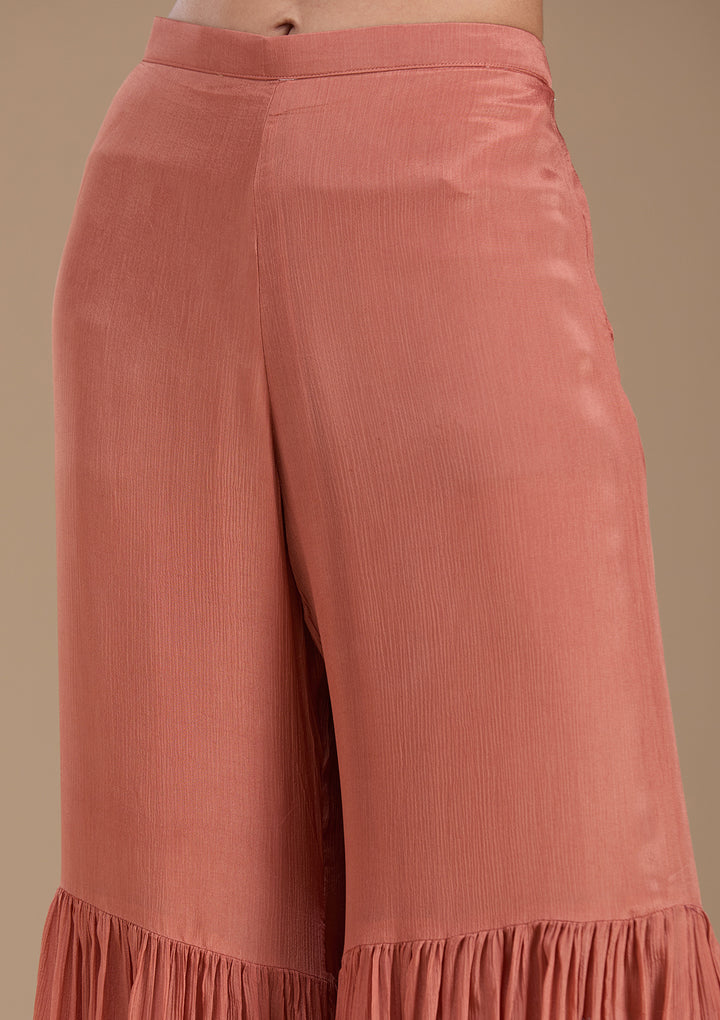 Rust Cutdana Tissue Readymade Salwar Suit