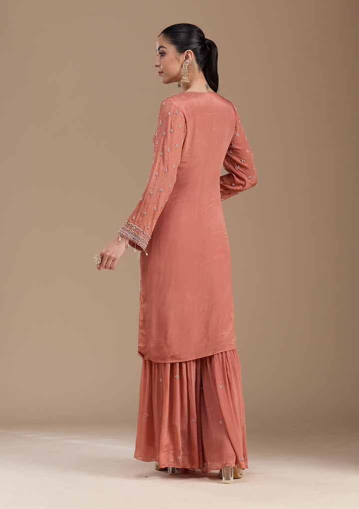 Rust Cutdana Tissue Readymade Salwar Suit