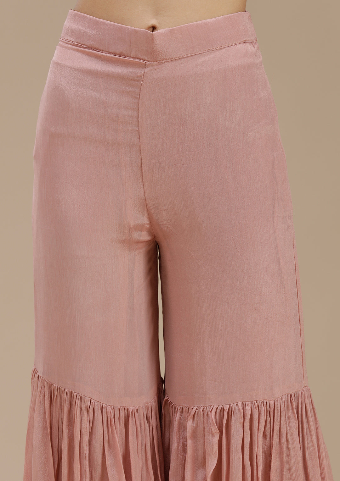 Peach Cutdana Tissue Readymade Salwar Suit