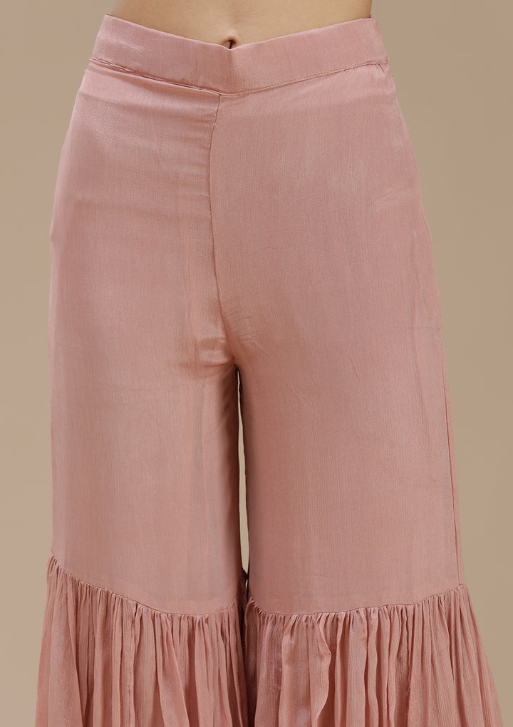 Peach Cutdana Tissue Readymade Salwar Suit