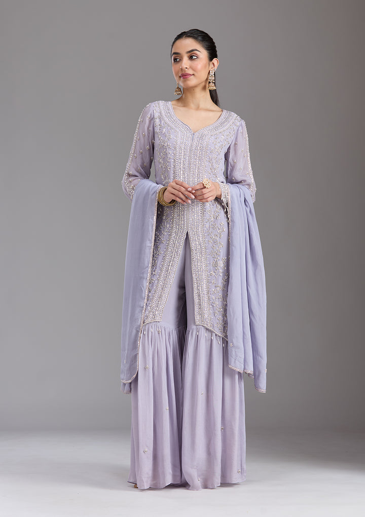 Light Lavender Cutdana Tissue Readymade Salwar Suit